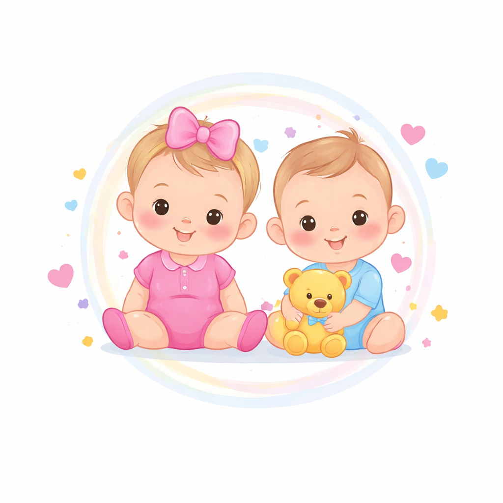 Cute babies with teddy bear